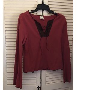Vintage Y2K Old Navy Vintage Boho Suede Top with Laces Large